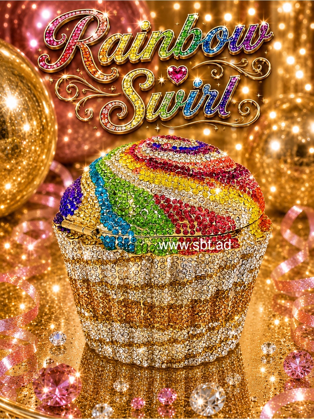 NWT Cupcake Clutch Purse Sparkling Bling Swarovski Crystal Rhinestone Bag +Gift - Picture 8 of 14